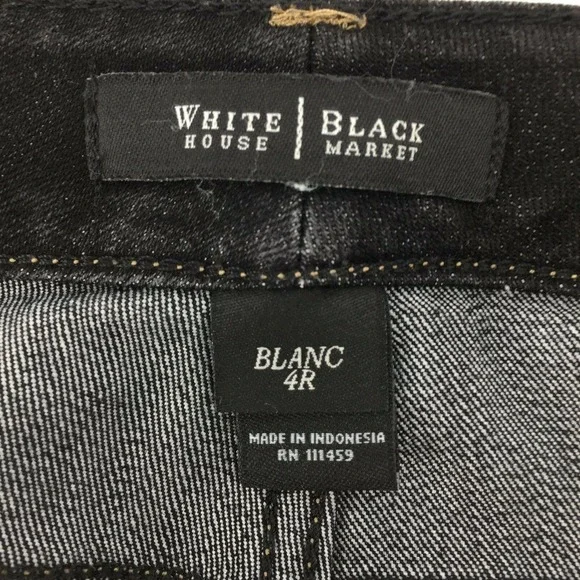 White House Black Market WHBM Women's Blanc Boot Leg Jeans Size 4 Black Raw Hem - Picture 6 of 7